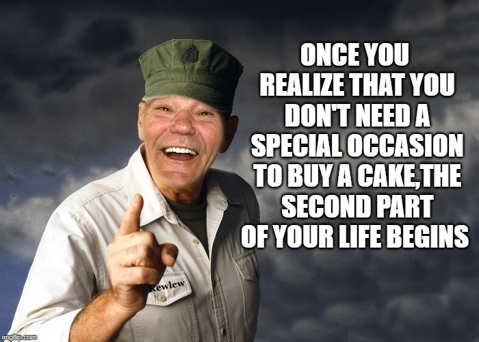 true dat! | ONCE YOU REALIZE THAT YOU DON'T NEED A SPECIAL OCCASION TO BUY A CAKE,THE SECOND PART OF YOUR LIFE BEGINS | image tagged in kewlew,words of wisdom | made w/ Imgflip meme maker
