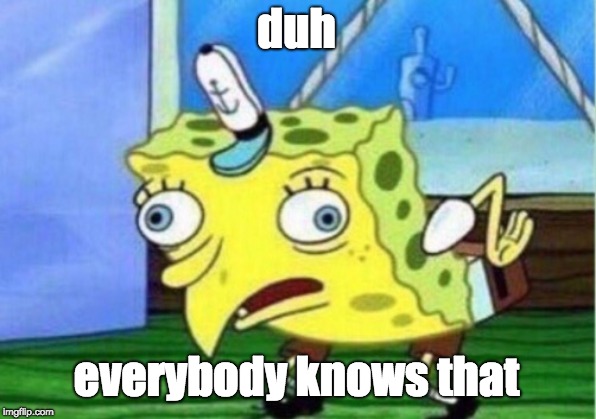 duh everybody knows that | image tagged in memes,mocking spongebob | made w/ Imgflip meme maker