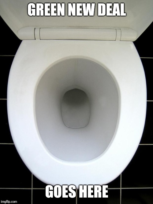 TOILET | GREEN NEW DEAL GOES HERE | image tagged in toilet | made w/ Imgflip meme maker