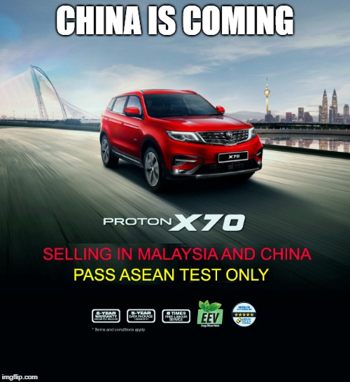 x70 | CHINA IS COMING | image tagged in x70,proton,faked range rover,unreliable suv,reviewers get paid,china made car | made w/ Imgflip meme maker