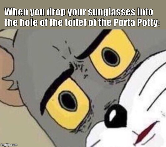 When you drop your sunglasses into the hole of the toilet of the Porta Potty: | image tagged in memes,tom and jerry | made w/ Imgflip meme maker