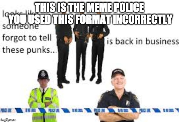 THIS IS THE MEME POLICE YOU USED THIS FORMAT INCORRECTLY | made w/ Imgflip meme maker