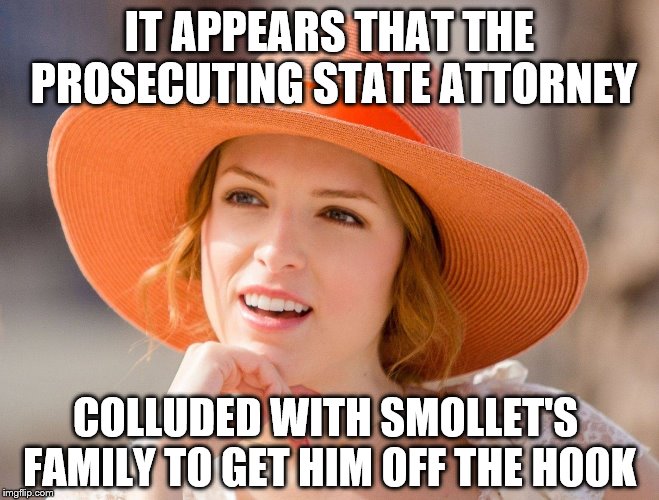 Condescending Kendrick | IT APPEARS THAT THE PROSECUTING STATE ATTORNEY COLLUDED WITH SMOLLET'S FAMILY TO GET HIM OFF THE HOOK | image tagged in condescending kendrick | made w/ Imgflip meme maker