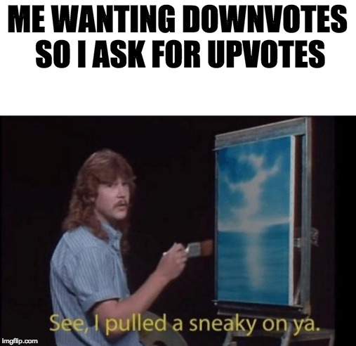 I pulled a sneaky | ME WANTING DOWNVOTES SO I ASK FOR UPVOTES | image tagged in i pulled a sneaky | made w/ Imgflip meme maker