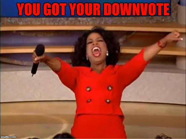Oprah You Get A Meme | YOU GOT YOUR DOWNVOTE | image tagged in memes,oprah you get a | made w/ Imgflip meme maker