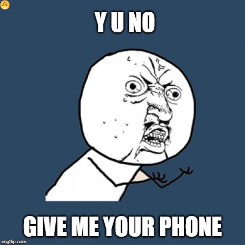 Y U No Meme | Y U NO; GIVE ME YOUR PHONE | image tagged in memes,y u no | made w/ Imgflip meme maker