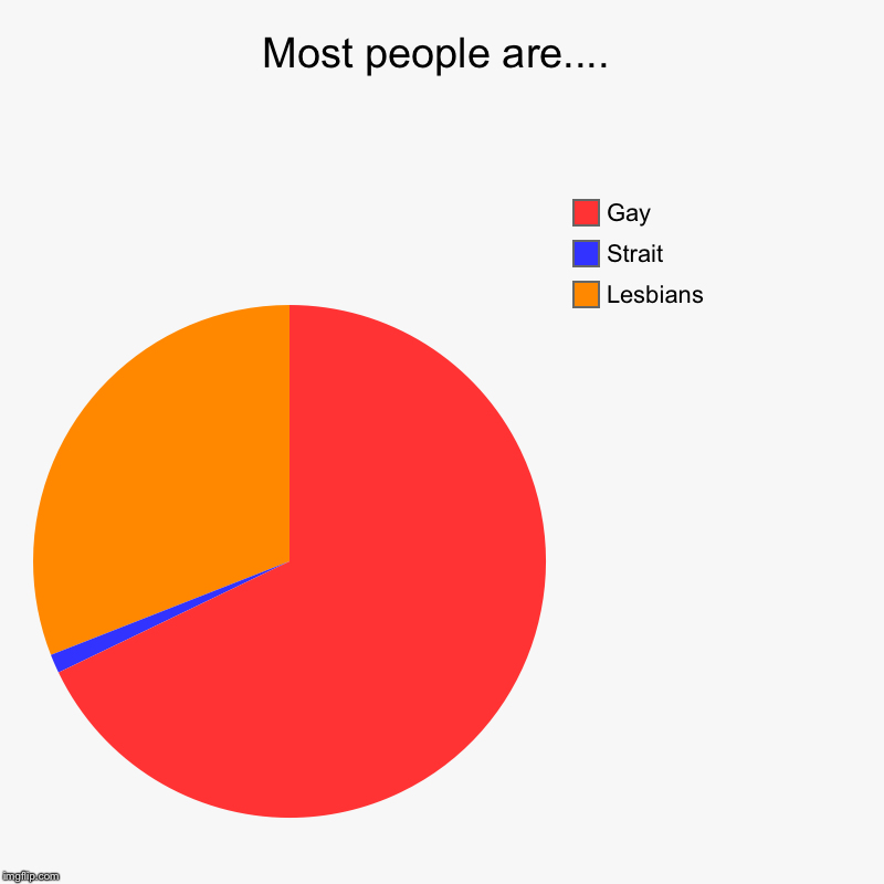 Most people are.... | Lesbians, Strait, Gay | image tagged in charts,pie charts | made w/ Imgflip chart maker