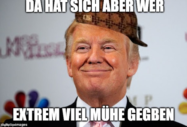 Donald trump approves | DA HAT SICH ABER WER; EXTREM VIEL MÜHE GEGBEN | image tagged in donald trump approves | made w/ Imgflip meme maker