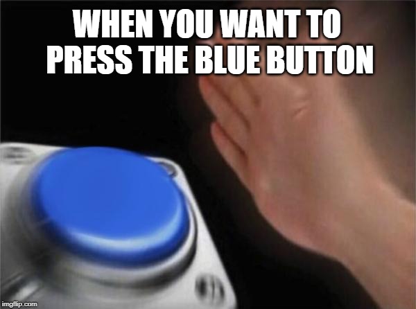 Blank Nut Button | WHEN YOU WANT TO PRESS THE BLUE BUTTON | image tagged in memes,blank nut button | made w/ Imgflip meme maker