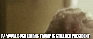 Barbara Bush learning Trump is still her president | BARBARA BUSH LEARNS TRUMP IS STILL HER PRESIDENT | image tagged in barbara bush | made w/ Imgflip video-to-gif maker