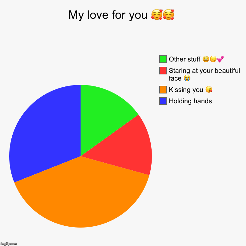 My love for you ?? | Holding hands , Kissing you ?, Staring at your beautiful face ?, Other stuff ??? | image tagged in charts,pie charts | made w/ Imgflip chart maker