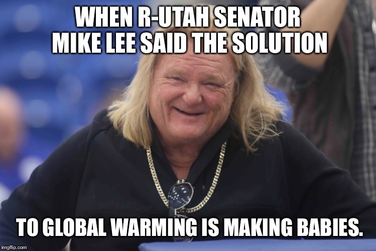 Solution to global warming making babies | WHEN R-UTAH SENATOR MIKE LEE SAID THE SOLUTION; TO GLOBAL WARMING IS MAKING BABIES. | image tagged in babies,solution,laughing,laughter | made w/ Imgflip meme maker