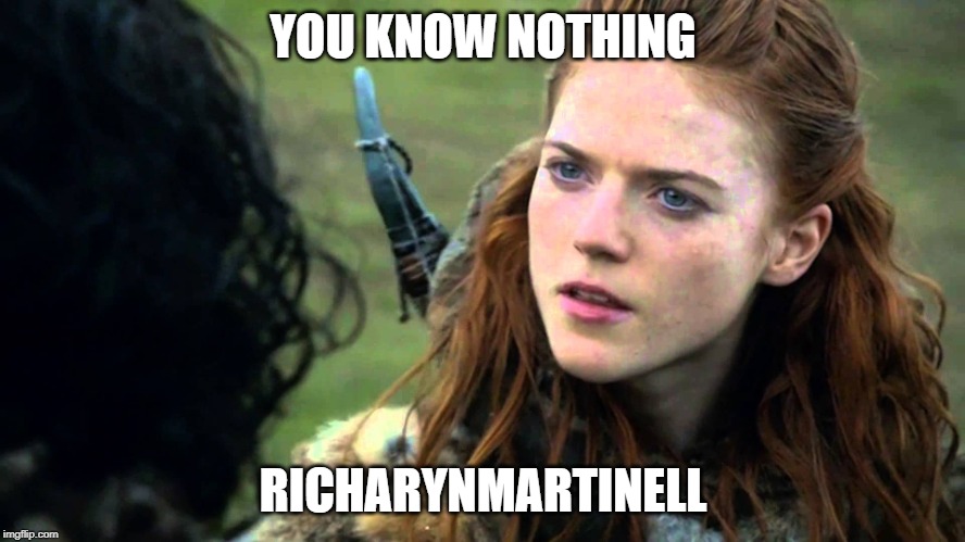 You know nothing Jon Snow | YOU KNOW NOTHING; RICHARYNMARTINELL | image tagged in you know nothing jon snow | made w/ Imgflip meme maker