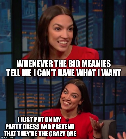 WHENEVER THE BIG MEANIES TELL ME I CAN’T HAVE WHAT I WANT I JUST PUT ON MY PARTY DRESS AND PRETEND THAT THEY’RE THE CRAZY ONE | made w/ Imgflip meme maker