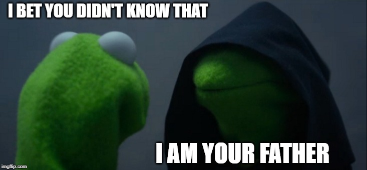 Evil Kermit Meme | I BET YOU DIDN'T KNOW THAT; I AM YOUR FATHER | image tagged in memes,evil kermit | made w/ Imgflip meme maker
