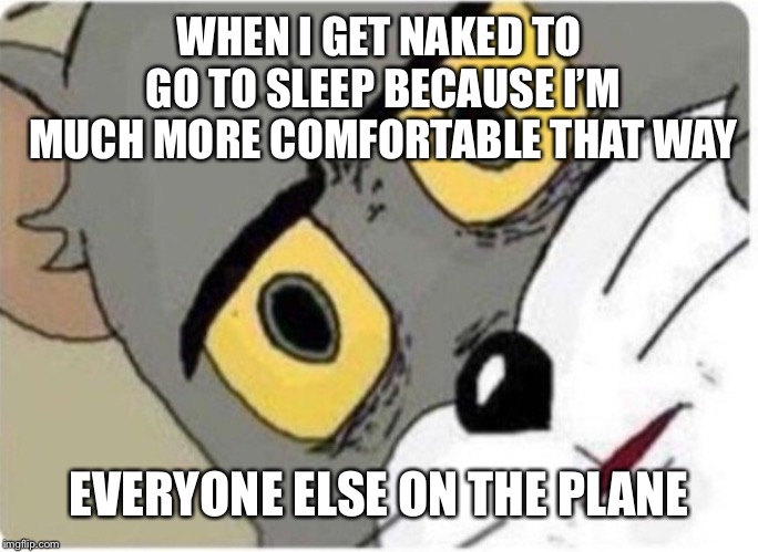 I wish they could understand | WHEN I GET NAKED TO GO TO SLEEP BECAUSE I’M MUCH MORE COMFORTABLE THAT WAY; EVERYONE ELSE ON THE PLANE | image tagged in tom and jerry meme | made w/ Imgflip meme maker