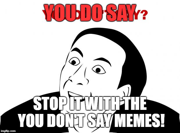 You Do Say | YOU DO SAY; STOP IT WITH THE YOU DON'T SAY MEMES! | image tagged in memes,you don't say | made w/ Imgflip meme maker