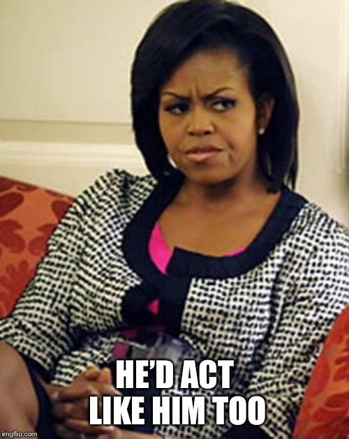 Michelle Obama is not pleased | HE’D ACT LIKE HIM TOO | image tagged in michelle obama is not pleased | made w/ Imgflip meme maker
