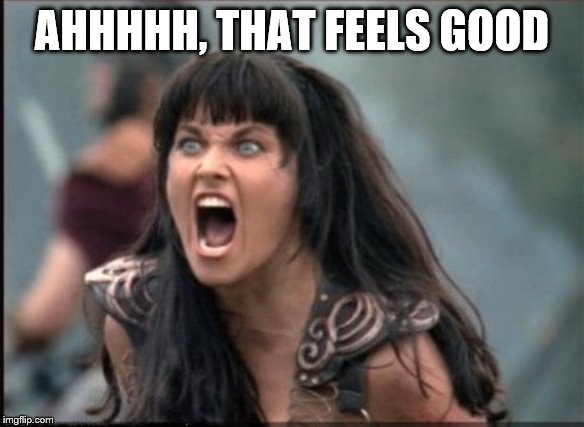 Screaming Woman | AHHHHH, THAT FEELS GOOD | image tagged in screaming woman | made w/ Imgflip meme maker