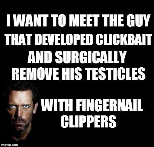 LIFE | I WANT TO MEET THE GUY; THAT DEVELOPED CLICKBAIT; AND SURGICALLY; REMOVE HIS TESTICLES; WITH FINGERNAIL; CLIPPERS | image tagged in hey internet | made w/ Imgflip meme maker