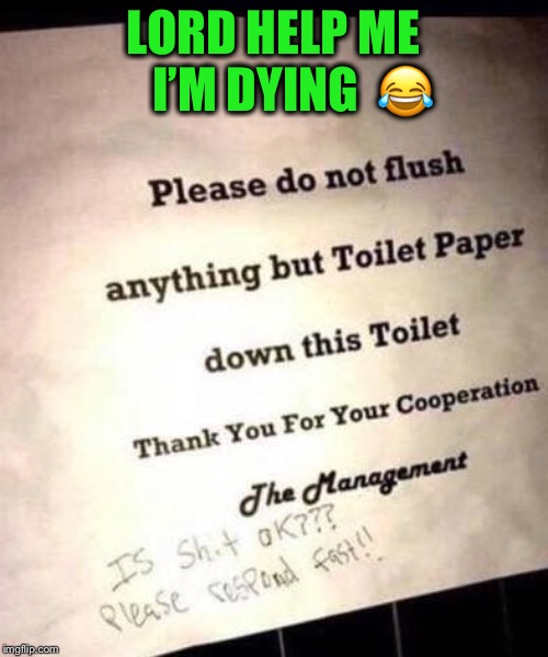 Toilet humor | LORD HELP ME    I’M DYING  😂 | image tagged in funny,toilet humor | made w/ Imgflip meme maker