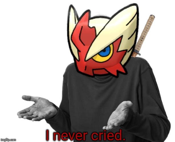 I guess I'll (Blaze the Blaziken) | I never cried. | image tagged in i guess i'll blaze the blaziken | made w/ Imgflip meme maker