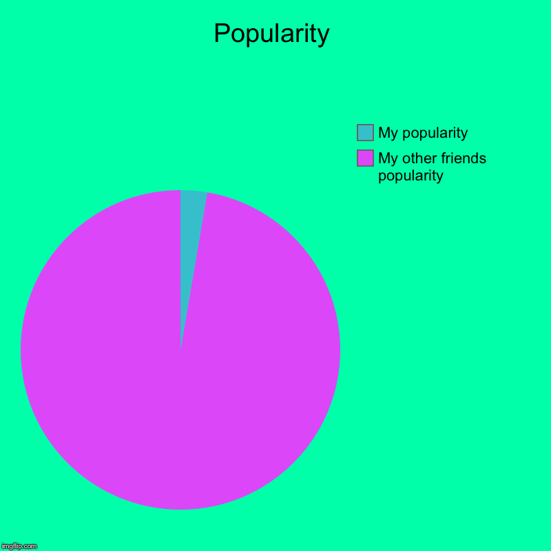 Popularity | Popularity | My other friends popularity, My popularity | image tagged in charts,pie charts,popularity,friends | made w/ Imgflip chart maker