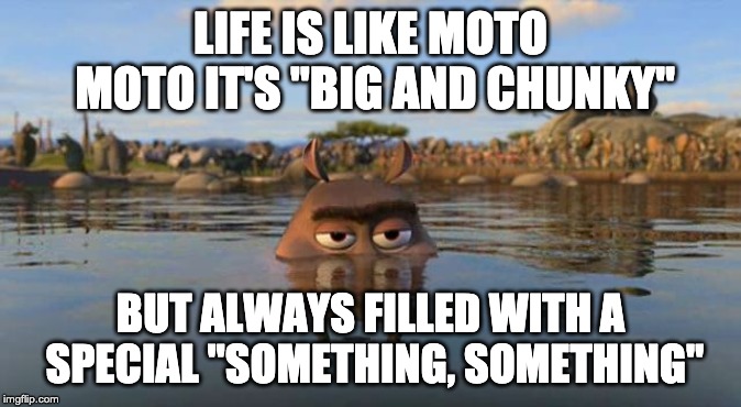 moto moto's personal philosophy on life | LIFE IS LIKE MOTO MOTO IT'S "BIG AND CHUNKY"; BUT ALWAYS FILLED WITH A SPECIAL "SOMETHING, SOMETHING" | image tagged in moto moto,life,funny,philosophy,memes | made w/ Imgflip meme maker