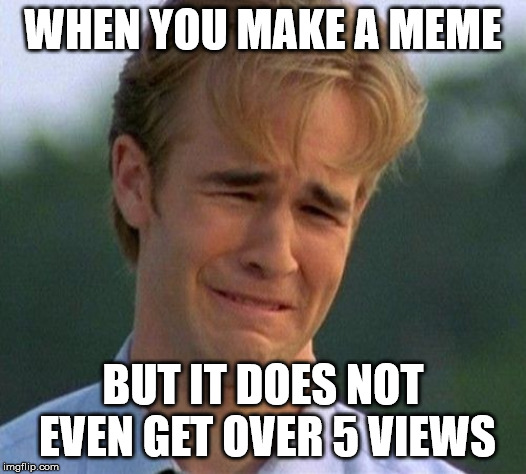 1990s First World Problems Meme | WHEN YOU MAKE A MEME; BUT IT DOES NOT EVEN GET OVER 5 VIEWS | image tagged in memes,1990s first world problems | made w/ Imgflip meme maker
