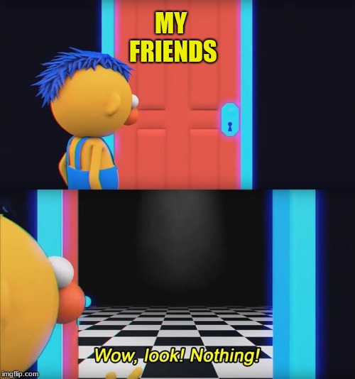 Wow, look! Nothing! | MY FRIENDS | image tagged in wow look nothing | made w/ Imgflip meme maker