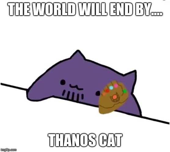 thanos cat | THE WORLD WILL END BY.... THANOS CAT | image tagged in thanos cat | made w/ Imgflip meme maker