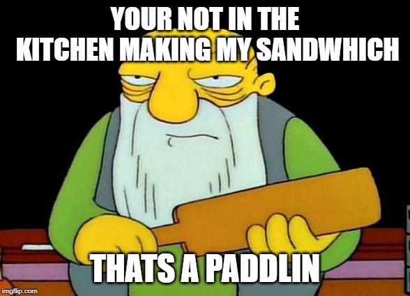 That's a paddlin' | YOUR NOT IN THE KITCHEN MAKING MY SANDWHICH; THATS A PADDLIN | image tagged in memes,that's a paddlin' | made w/ Imgflip meme maker