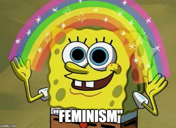 Imagination Spongebob Meme | "FEMINISM" | image tagged in memes,imagination spongebob | made w/ Imgflip meme maker