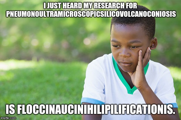 swear it is the actual usage. | I JUST HEARD MY RESEARCH FOR PNEUMONOULTRAMICROSCOPICSILICOVOLCANOCONIOSIS; IS FLOCCINAUCINIHILIPILIFICATIONIS. | image tagged in pneumonia | made w/ Imgflip meme maker