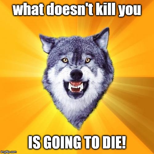 Courage Wolf Meme | what doesn't kill you; IS GOING TO DIE! | image tagged in memes,courage wolf | made w/ Imgflip meme maker