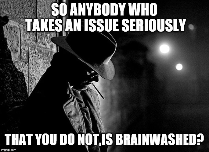 SO ANYBODY WHO TAKES AN ISSUE SERIOUSLY THAT YOU DO NOT,IS BRAINWASHED? | made w/ Imgflip meme maker