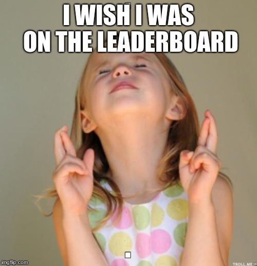 I wish | I WISH I WAS ON THE LEADERBOARD | image tagged in i wish | made w/ Imgflip meme maker
