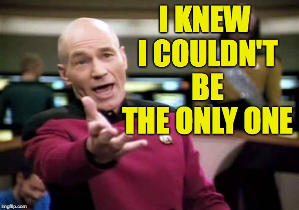 Picard Wtf Meme | I KNEW I COULDN'T BE THE ONLY ONE | image tagged in memes,picard wtf | made w/ Imgflip meme maker