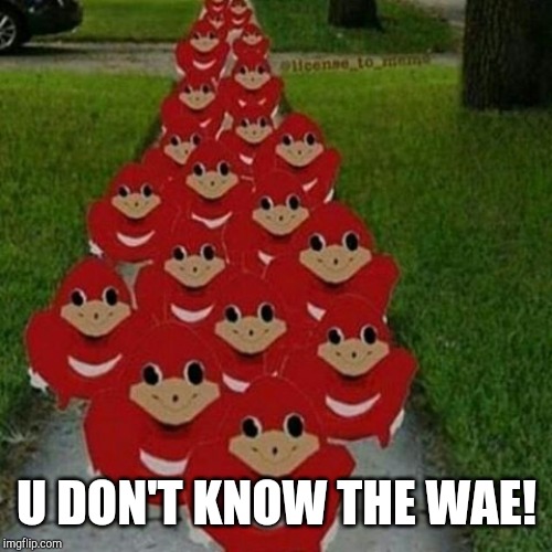 Ugandan knuckles army | U DON'T KNOW THE WAE! | image tagged in ugandan knuckles army | made w/ Imgflip meme maker