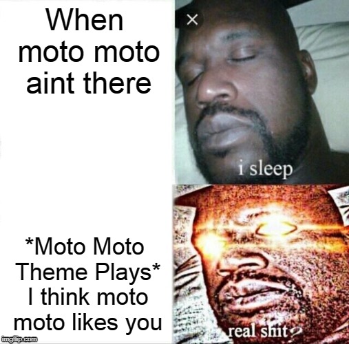 Sleeping Shaq | When moto moto aint there; *Moto Moto Theme Plays* I think moto moto likes you | image tagged in memes,sleeping shaq | made w/ Imgflip meme maker