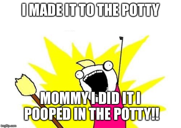 X All The Y | I MADE IT TO THE POTTY; MOMMY I DID IT I POOPED IN THE POTTY!! | image tagged in memes,x all the y | made w/ Imgflip meme maker