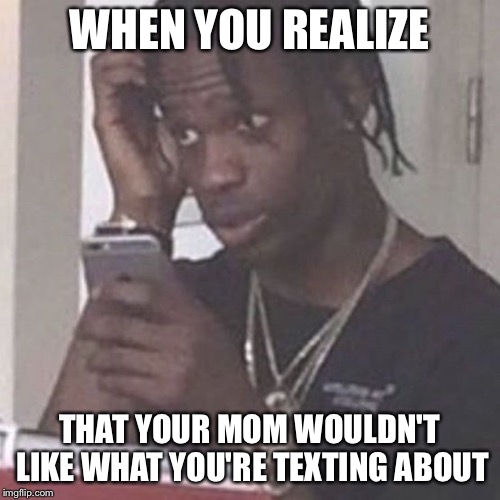WHEN YOU REALIZE; THAT YOUR MOM WOULDN'T LIKE WHAT YOU'RE TEXTING ABOUT | image tagged in texting be like | made w/ Imgflip meme maker