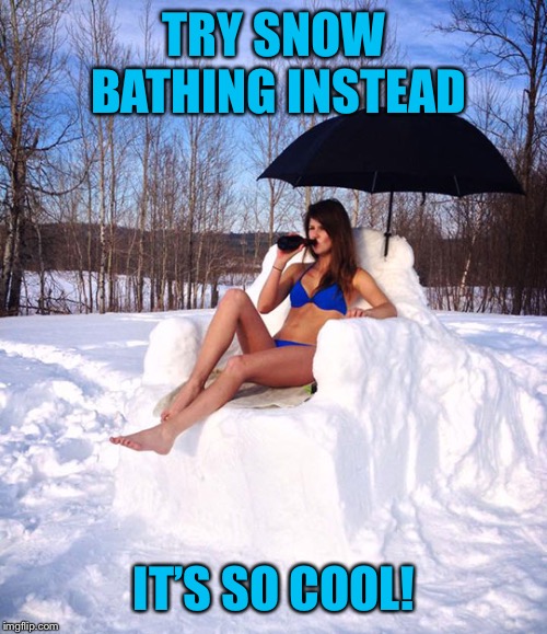 Sun bathing | TRY SNOW BATHING INSTEAD IT’S SO COOL! | image tagged in sun bathing | made w/ Imgflip meme maker