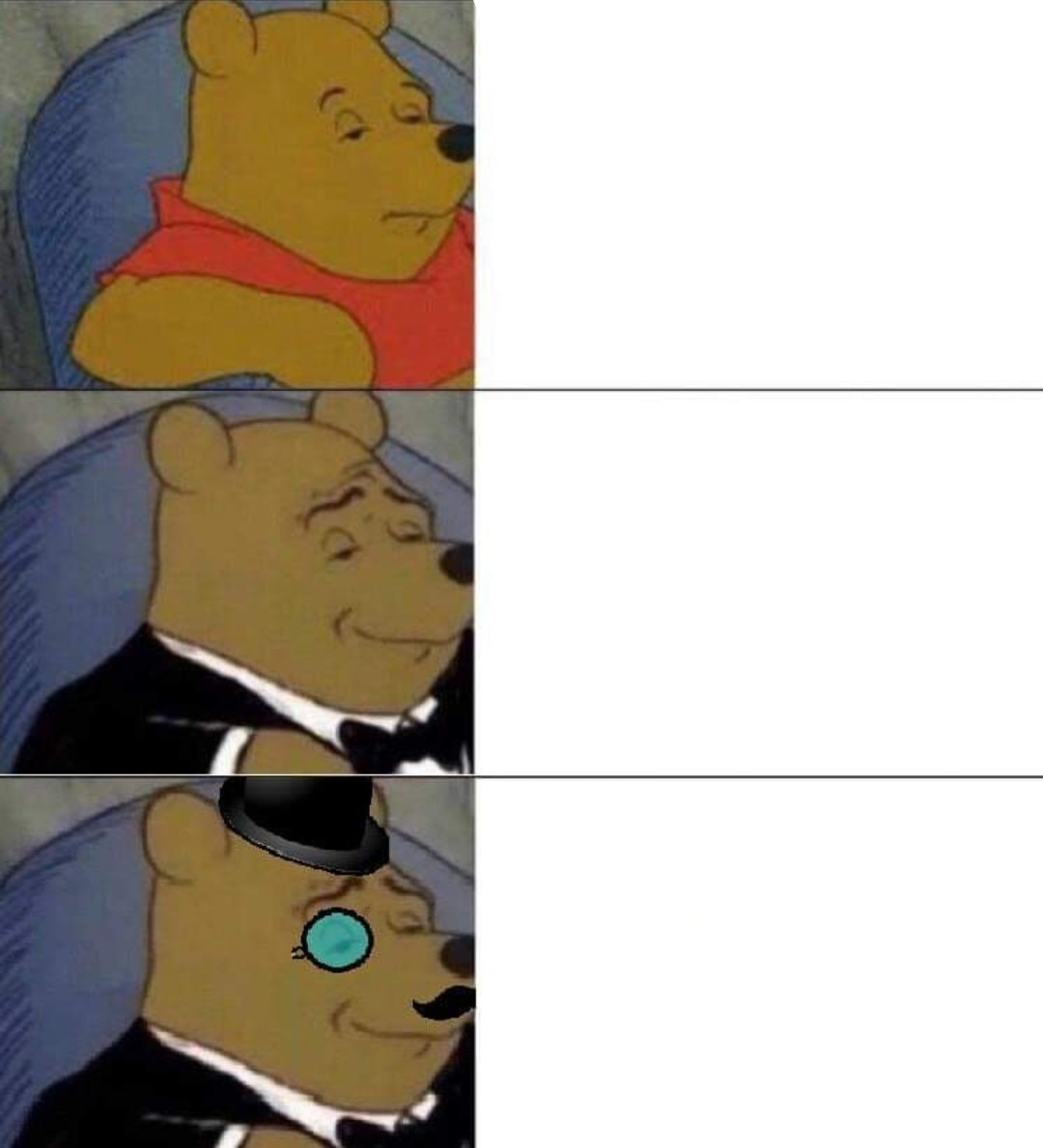 High Quality pooh tuxedo 3 panel Blank Meme Template