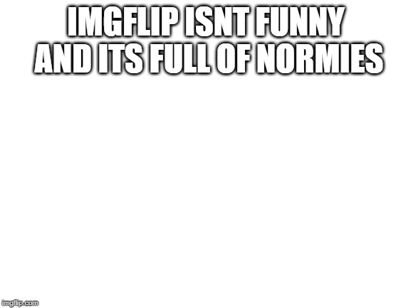 Blank White Template |  IMGFLIP ISNT FUNNY AND ITS FULL OF NORMIES | image tagged in blank white template | made w/ Imgflip meme maker
