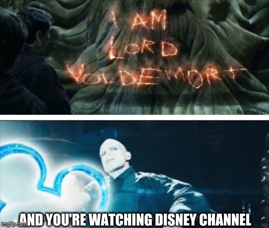 And you're watching Disney Channel |  AND YOU'RE WATCHING DISNEY CHANNEL | image tagged in harry potter,voldemort,yes,funny memes | made w/ Imgflip meme maker