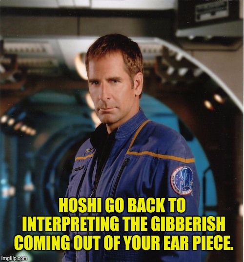 HOSHI GO BACK TO INTERPRETING THE GIBBERISH COMING OUT OF YOUR EAR PIECE. | made w/ Imgflip meme maker