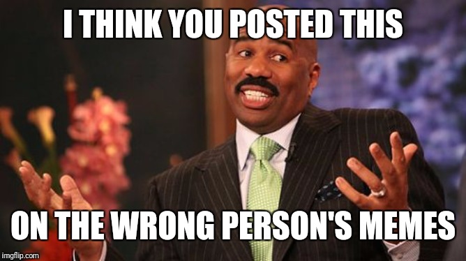 Steve Harvey Meme | I THINK YOU POSTED THIS ON THE WRONG PERSON'S MEMES | image tagged in memes,steve harvey | made w/ Imgflip meme maker