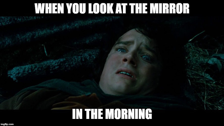 Relatable | WHEN YOU LOOK AT THE MIRROR; IN THE MORNING | image tagged in ugly,lookinginthemirror | made w/ Imgflip meme maker