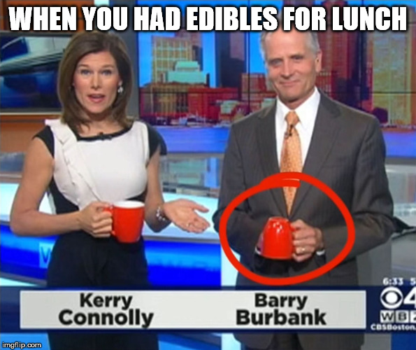 The Dow Jones hit an all time high today. So did Barry. | WHEN YOU HAD EDIBLES FOR LUNCH | image tagged in stoned,news anchor | made w/ Imgflip meme maker